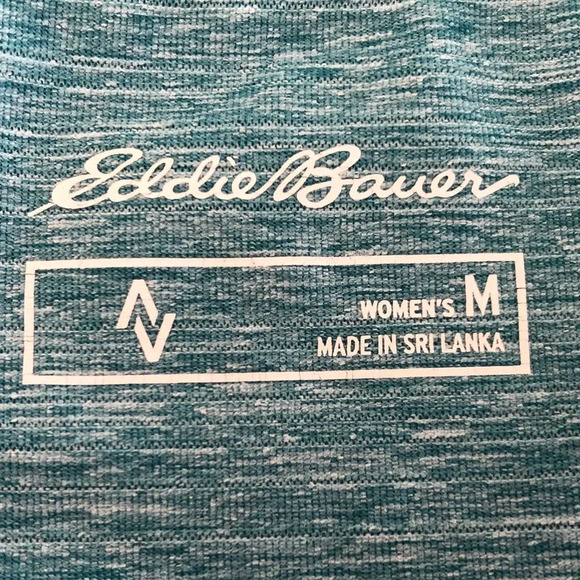 Eddie Bauer Sunwashed Stripe SS Scoop Neck Long Top w Side Ruching Green Sz M - Picture 9 of 12